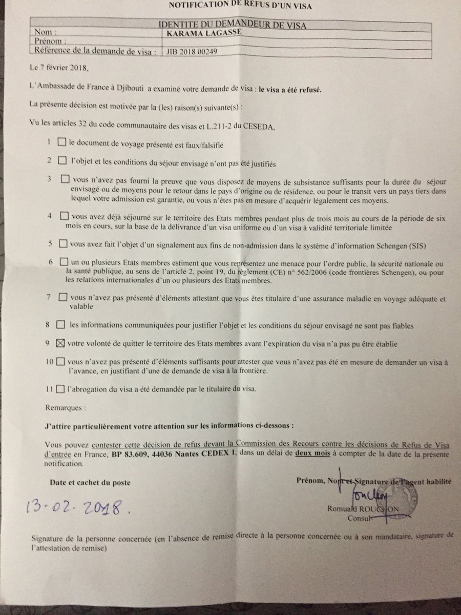 Les 7 Motifs De Refus Visa France