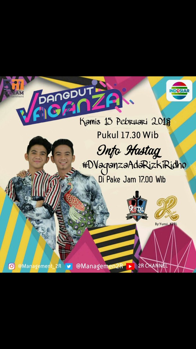 Ridho 2{R} (@da2_ridho) on Twitter photo Info Hastg sore ini <a href="/DA2_Rizki/">Rizki 2{R} Real</a> @DA_Ridho Di dangdut Vaganza @indosiarID ini hastgnya
#DVaganzaAdaRizkiRidho
Dipke Jam 17.00 Wib
Jagn Lupa ramaikan hastgnya Dan Tonton acranya. Dtv indosiar Info Hastg sore ini <a href="/DA2_Rizki/">Rizki 2{R} Real</a> @DA_Ridho Di dangdut Vaganza @indosiarID ini hastgnya
#DVaganzaAdaRizkiRidho
Dipke Jam 17.00 Wib
Jagn Lupa ramaikan hastgnya Dan Tonton acranya. Dtv indosiar