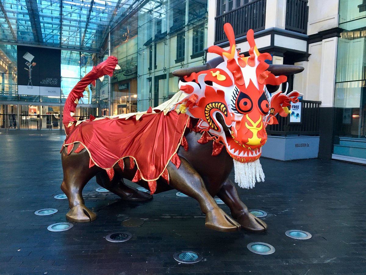 The famous Bullring Bull has been dressed up as a Chinese dragon to celebrate Chinese New Year. 2018 is the year of the dog!