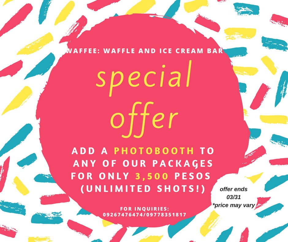 waffeemnl's tweet photo. Just when you thought Valentine's Day is over! Because you are special to us, we are offering you a limited time only promo to add a PHOTOBOOTH to any of our pckages for ONLY 3,500 PESOS! (5,999 regular price)
Capture your special moments with your loved ones!
INQUIRE NOW! https://t.co/vZwRd5MOfG