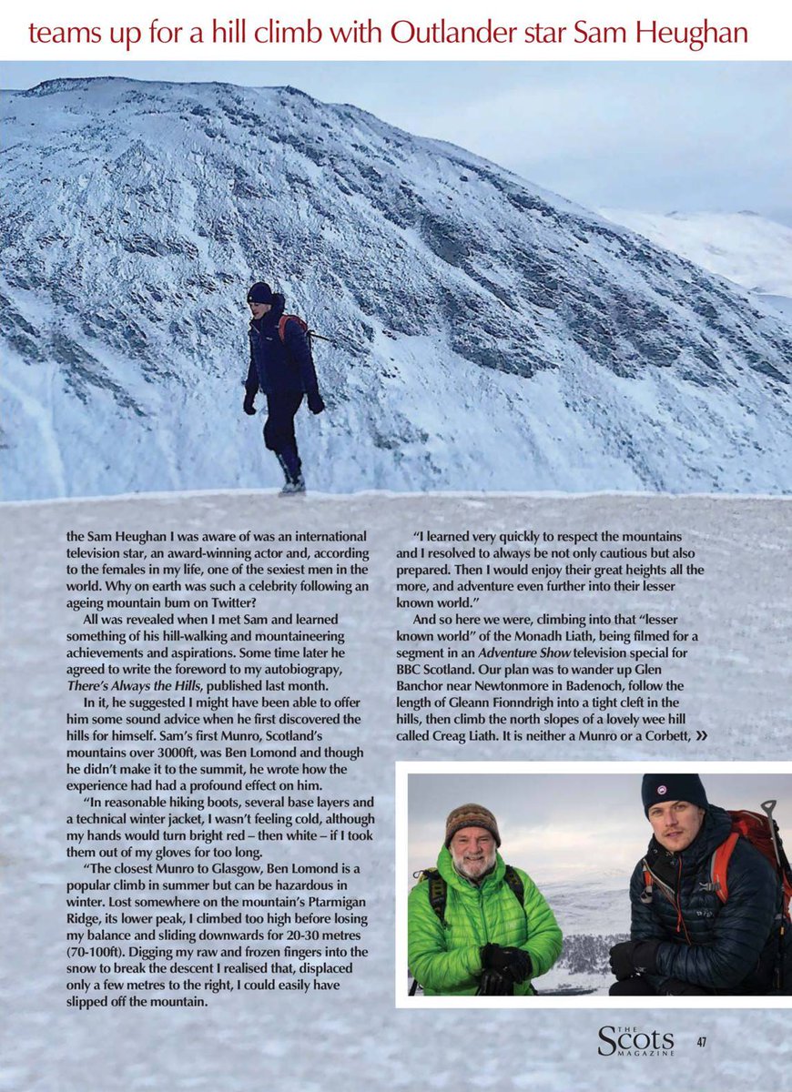 ClanLallybroch's tweet photo. #SamHeughan y Cameron McNeish en la Scots Magazine de marzo, gracias a @JaMojMoje [PARTE 1] #outlander https://t.co/so0a94PIeJ