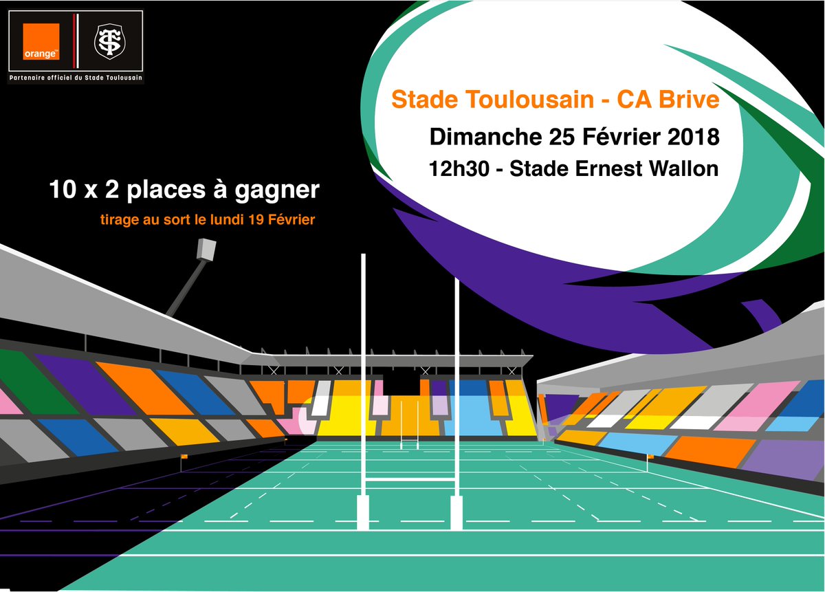 OrangeOccitanie's tweet photo. CONCOURS #TOP14 🏉🏉🏉  

Tentez de gagner vos places pour le match @StadeToulousain - @CABCLRUGBY Dimanche 25/02 12H30 au stade Ernest-Wallon  

RT + FOLLOW @OrangeOccitanie  
Tirage au sort des 10 gagnants Lundi 19/02 ⏰  

#STCAB https://t.co/M2k4aswO0p