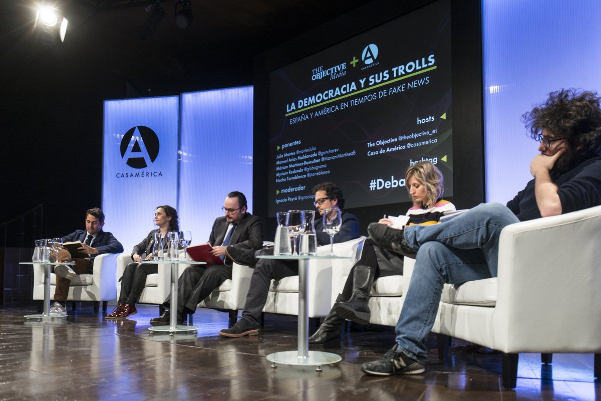 casamerica's tweet photo. La #democracia y sus trolls. España y América Latina en tiempos de fake news. El análisis de @ignaciopeyro, @goncharev, @globograma, @MariamMartinezB, @Montesjulio e @jitorreblanca #DebatesTO @TheObjective_es https://t.co/VqC39JjBZZ https://t.co/FdGWrinQZK