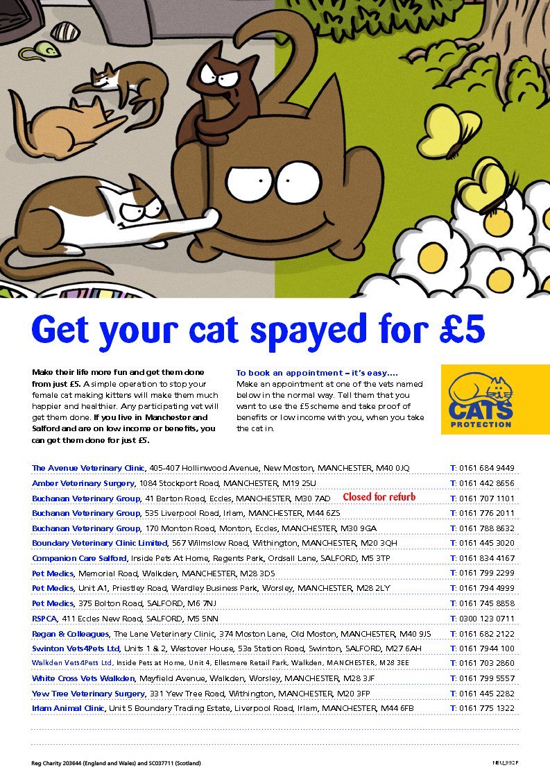 Remember eligible owners can still take advantage of our £5 neutering campaign! Check if you’re eligible here 🐱👉 bit.ly/2qxtN56
Any questions? We’re all ears! 😺🐾
