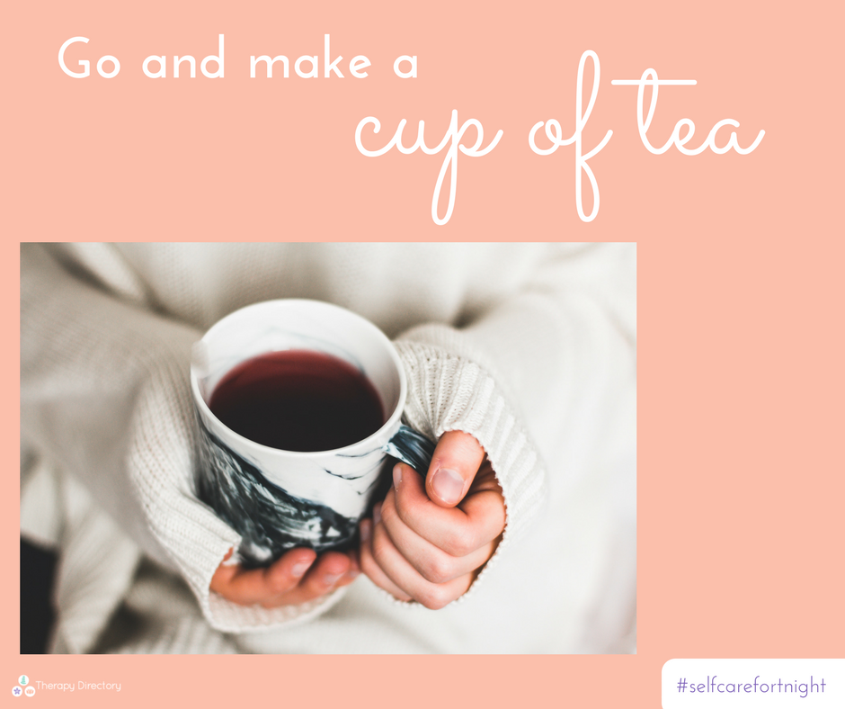 Therapy_UK's tweet photo. Yes, sometimes self-care really is as simple as recognising you need to sit down, put the kettle on and take a break! ☕️ #selfcarefortnight https://t.co/AGLsDJQbNr