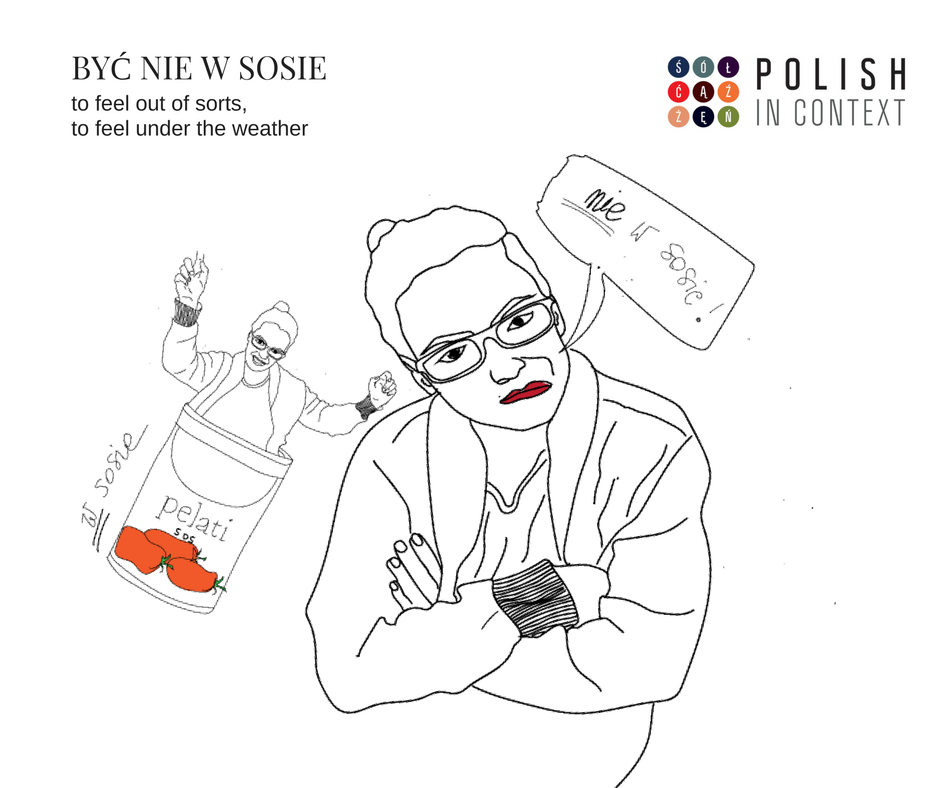 PolishInContext's tweet photo. BYĆ NIE W SOSIE
/mieć zły humor/

1. Coś dziś jesteś nie w sosie.
2. Radziłbym ci zrezygnowac dziś z proszenia o podwyżkę - szef jest zupełnie nie w sosie.
3. Nie wiem co się stało, ale dziś jakby wszyscy nie w sosie.
https://t.co/FQvf232cO1
#PinC #idiomsPL https://t.co/jUs3nczljF