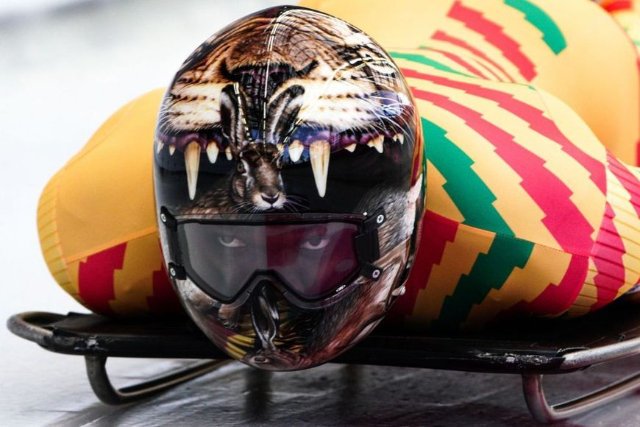 Joy997FM's tweet photo. Ghana's Akwasi Frimpong has 'best helmet' at the Winter Olympics https://t.co/MTM96GhUc6 #JoyNews https://t.co/DkSJpTNRJ6