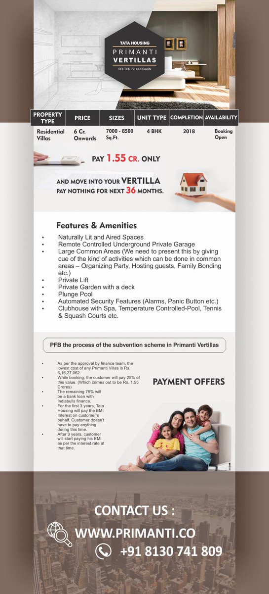 tataprojects's tweet photo. Tata Primanti offers 3 BHK, 4 BHK, and 5 BHK Apartments &amp; Penthouse are designed to give you best of the best in luxury home. Read more With everything like comforting amenities, extreme connectivity, location and investment opportunity. Read more https://t.co/mOilSjw0da https://t.co/CjB0XYY9ZA