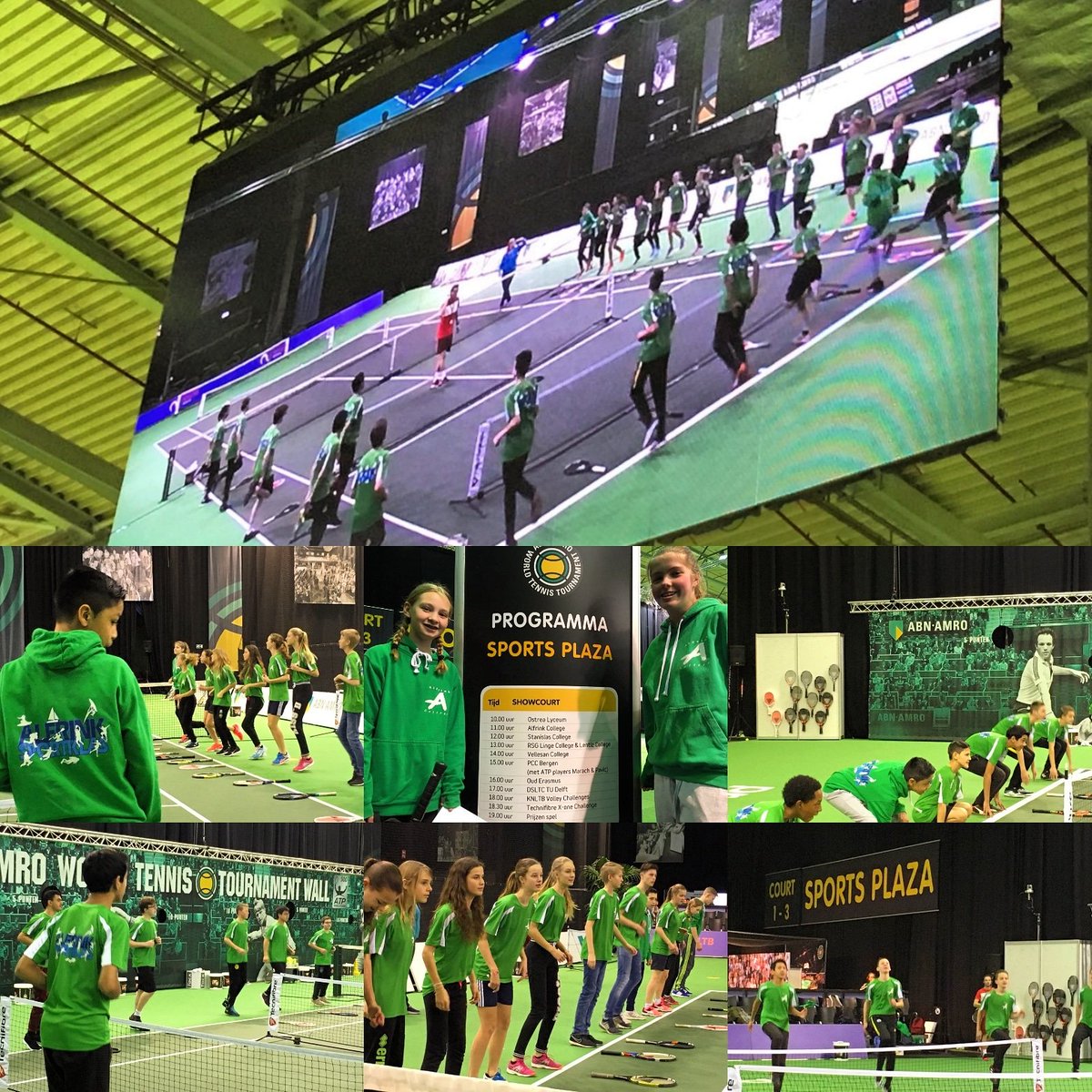 Alfrink Sportklas 2S is vandaag in Ahoy voor het ABN-Amro tennistoernooi. Ze zijn druk bezig met workshop tennisben krijgen complimenten voor hun discipline!