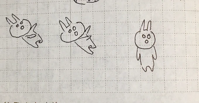 お腹すきすぎたー。いい感じの脱力感を探していた仕事中のらくがき。 