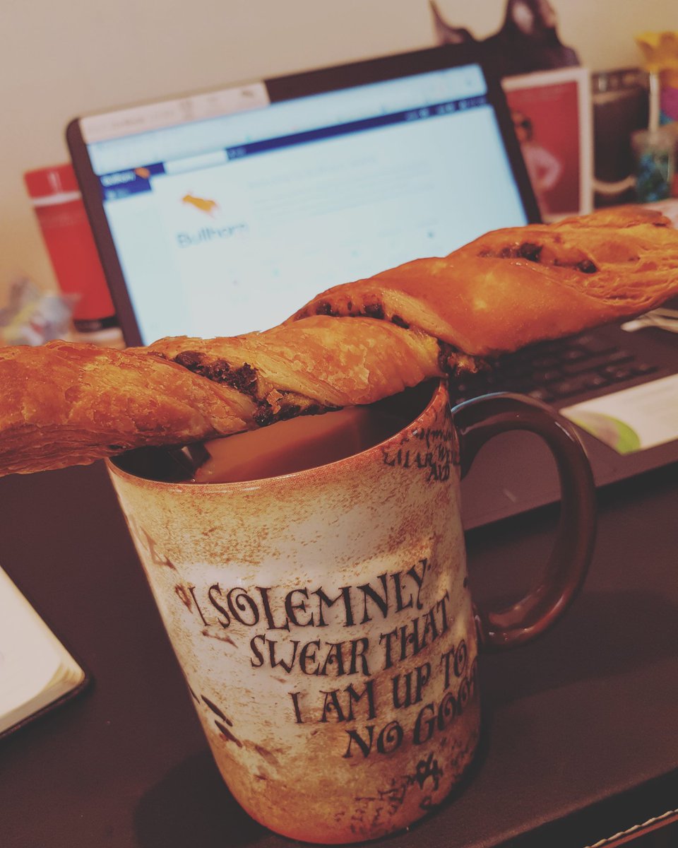 It's a giant mug of tea and chocolate twist kinda day! #HappyThursday #wfh #WorkFromHome #giantmug #HarryPotter #isolemlyswear