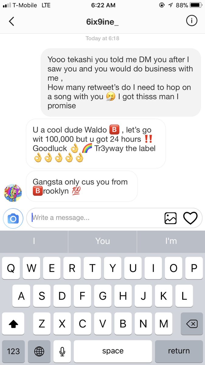 wvldoo's tweet photo. I NEED YOU TO SPREAD THE WORD @6ix9ine  SAID HELL MAKE A SONG WITH ME FOR 100k RETWEETS I GOT 24 HOURS HELPP 😭😭😭😭 https://t.co/plXKE1DrsL