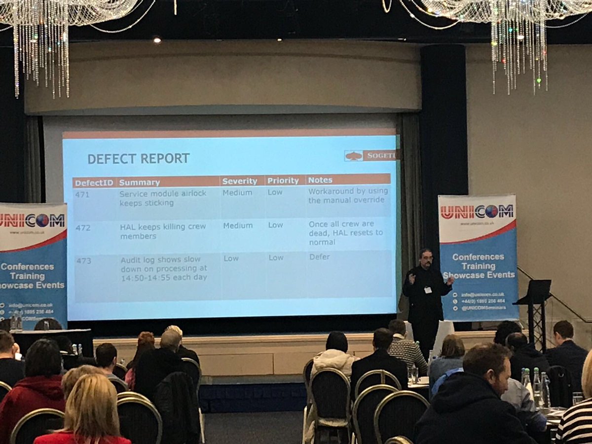 UK_Sogeti's tweet photo. It isn’t science fiction anymore! Sogeti’s very own @Andrew_Fullen giving his insights on Artificial Intelligence and how we test computer systems that know more than we do! #TestingNorth #TestingShowcaseUNICOM https://t.co/qsUcUu5leJ