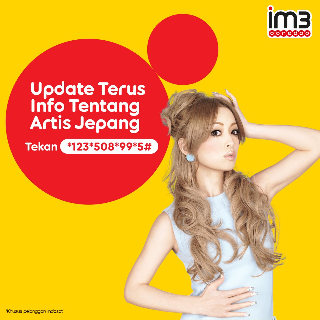Mau dapat info terbaru artis-artis Jepang favorite kamu? Yuk langsung aja tekan *123*508*99*5# di ponsel kamu. Disitu selalu ada berita-berita terbaru tentang dunia hiburan Jepang. #funjpop #im3ooredoo #idol #jpop