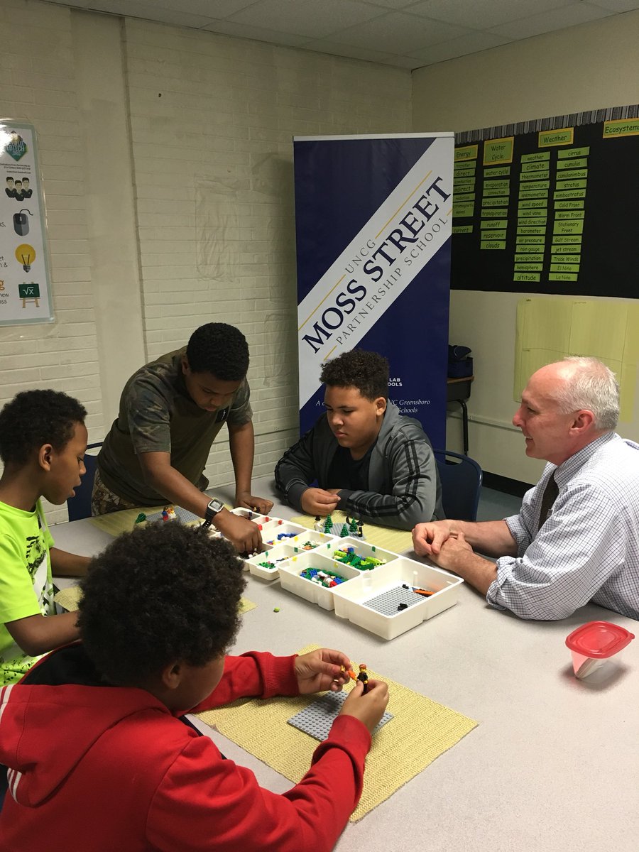 NCTOY2004's tweet photo. Ms. Wright’s 5th graders are collaborating, communicating, creating, and thinking critically with LEGO story starters! @MossStEagles @UNCGSchoolofEdu @barryrbarber #BetterTogether https://t.co/dvX3pLlVbi