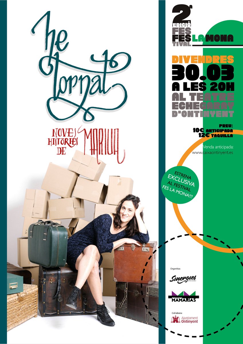 Feslamona's tweet photo. Primera confirmació del @Feslamona 2018!

Torna #MariaJuan, amb estrena en exclusiva de nou espectacle: "He tornat. Noves històries de Mariua"!!
Divendres 30 de març al Teatre Echegaray per tan sols 10 euros!
Ja podeu trobar les anticipades a https://t.co/UlcydQX8DM

#Feslamona https://t.co/Tj9Syv3kKD