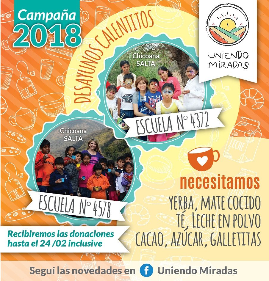 UniendoMiradas's tweet photo. Estamos juntando alimentos de desayuno. Contamos con vos. https://t.co/KWhCSUuthC