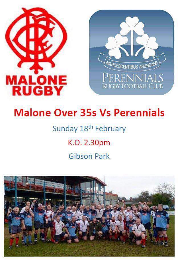 MaloneRFC's tweet photo. @MaloneRFC Over 35s v @Perennialsrfc this Sunday at 2.30pm at Gibson Park Avenue. #UBL #CregaghRedSox #UpAboveDownBelow https://t.co/saVV9l0Dg5