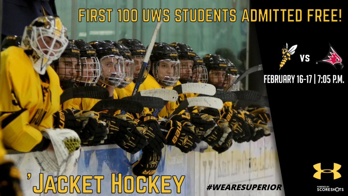 uwsmhky's tweet photo. It's ALMOST GAME DAY! Get there early Friday and Saturday @uw_superior students to make sure you get one of the free tickets to the games this weekend! We appreciate the support all season and can't wait to play in front of you this weekend! #WeAreSuperior https://t.co/xCWrgFu37X