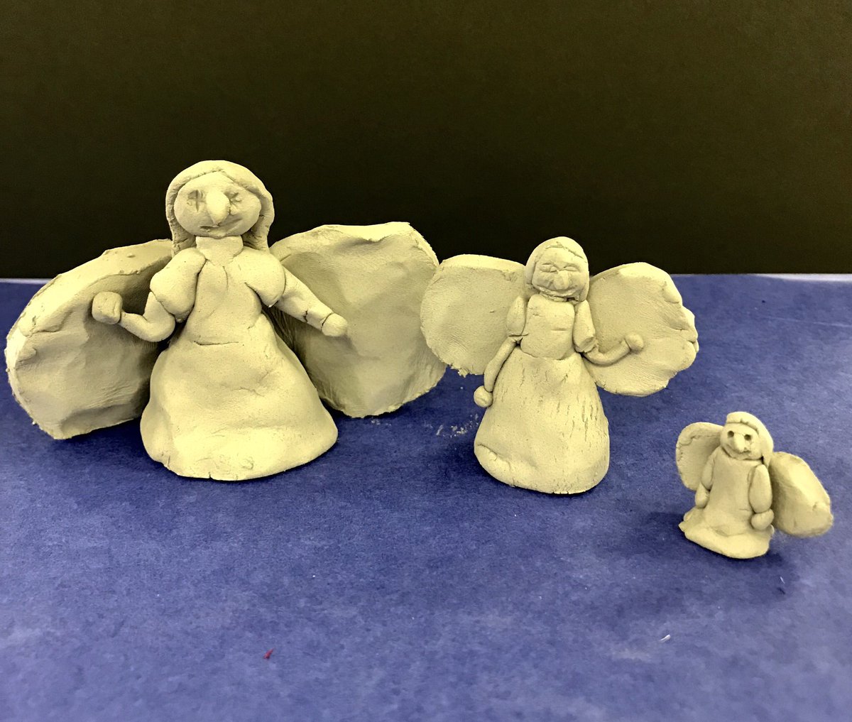 One of my fifth grade art students clay angels. ❤️ Seems appropriate for today. #teachersneverstopcaring