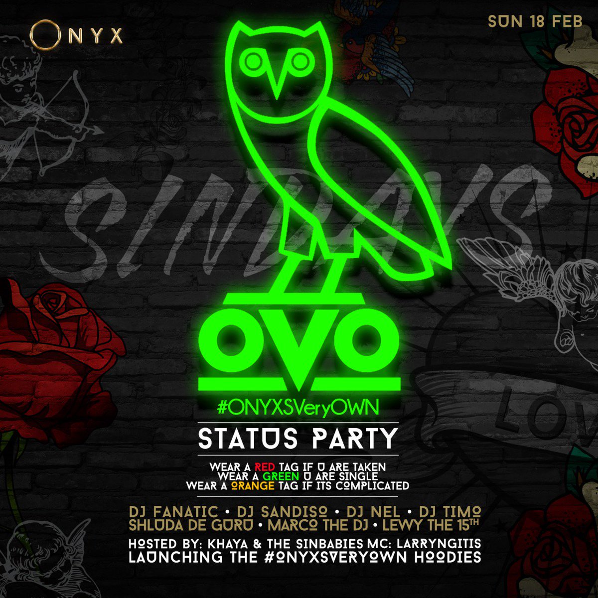 Dayna42118736's tweet photo. This Sunday is going to be a banger ๐๐ come on and join the fun
Wear a red tag if you takenโค
Wear a green tag if you single๐ and Wear an orange tag if it's complicated๐ฅ @Onyx_Sandton #StatusParty https://t.co/S8IWfwJ0W4