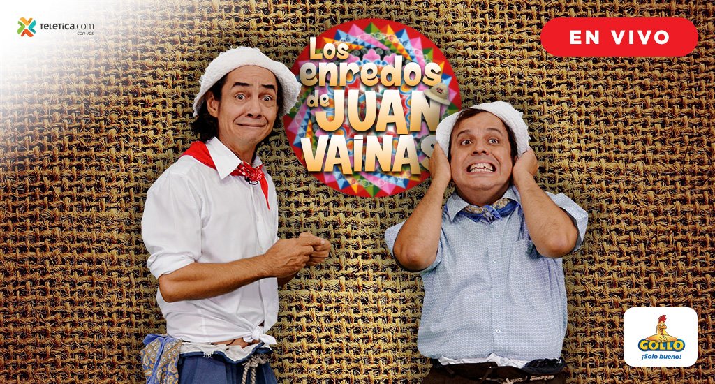 Siga en vivo #LosEnredosDeJuanVainas por Teletica 📺, teletica.com 💻: teletica.com/vivo?canal=tel… y aplicaciones 📱 <a href="/Gollo_CR/">Gollo_CR</a>