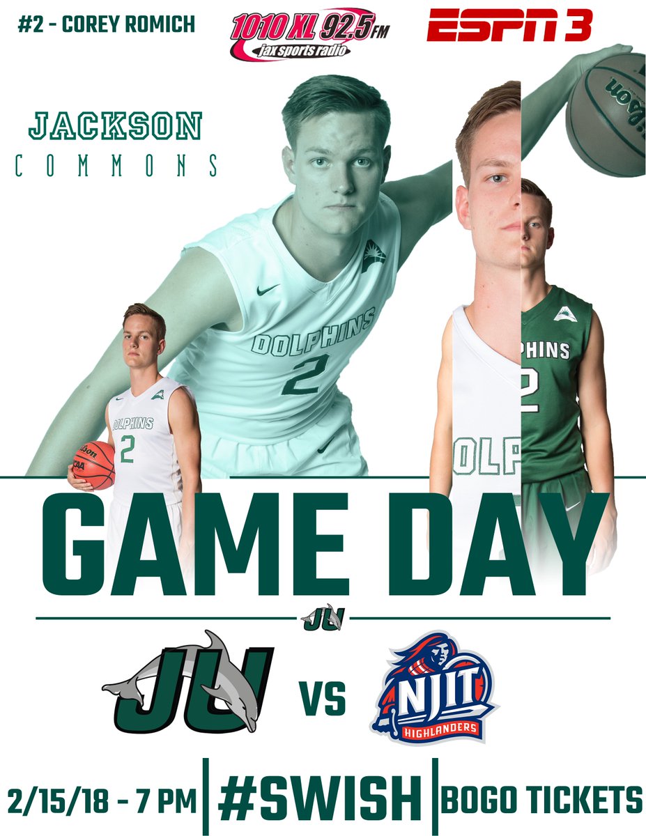 JAX_MBB's tweet photo. IT'S GAMEDAY! We begin a three game home stand to conclude the regular season tonight at 7:00 p.m. against NJIT! Get there early to help #PackSwish! #JUPhinsUp🐬🏀 https://t.co/YobDXMS8Ah