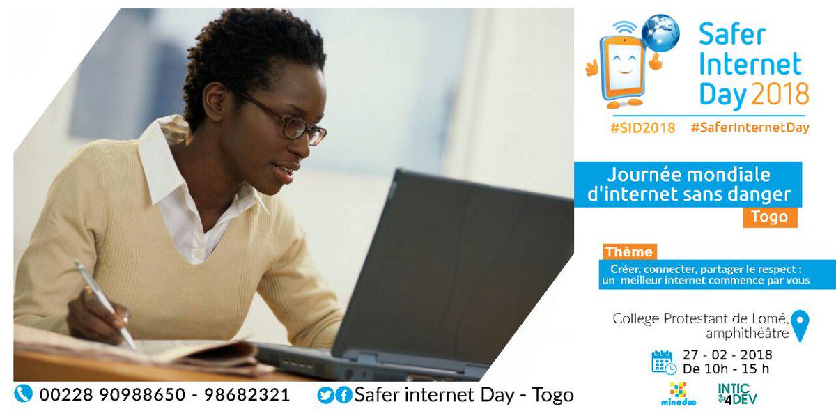 sidtogo's tweet photo. #SID2018 Rendez-vous le 27 Février 2017 au collège Protestant de Lomé Tokoin pour la journée mondiale d'internet sans Danger au #Togo autour du thème : "Créer, connecter et partager le respect: un meilleur internet commence avec vous" #Team228 #TgTech #SID18 https://t.co/cRrhRYpMUW
