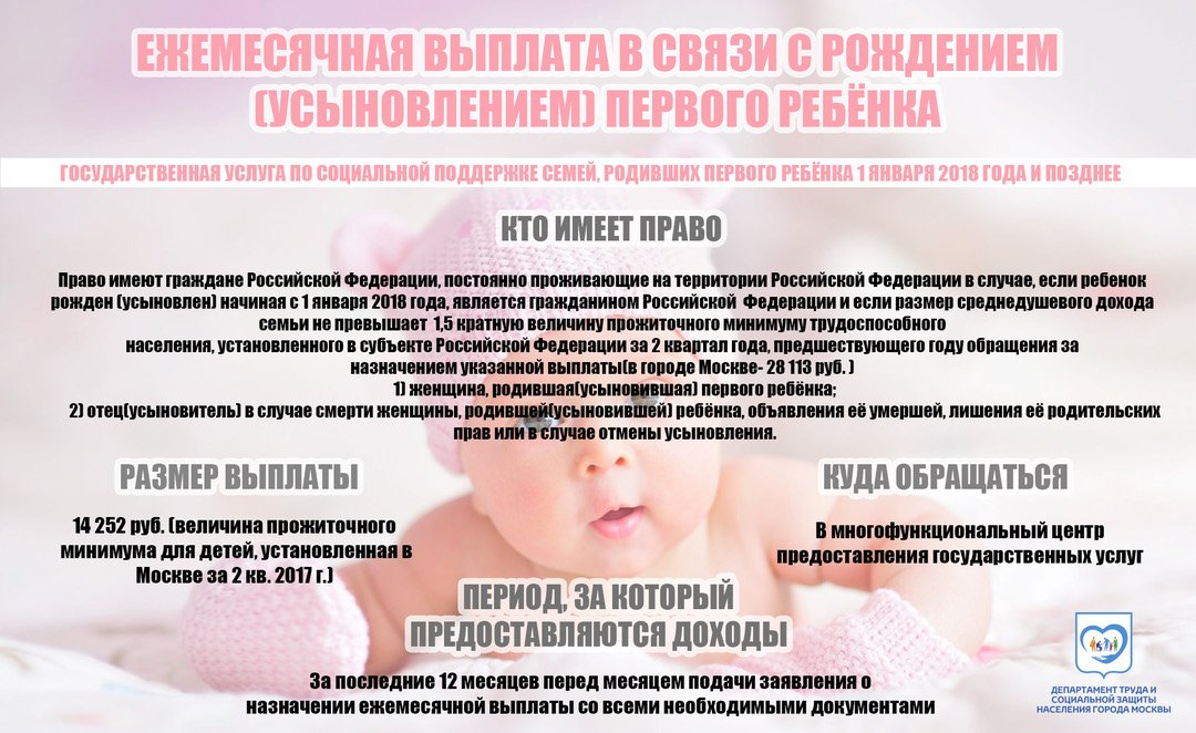 ежемесячная выплата при рождении усыновлении ребенка
