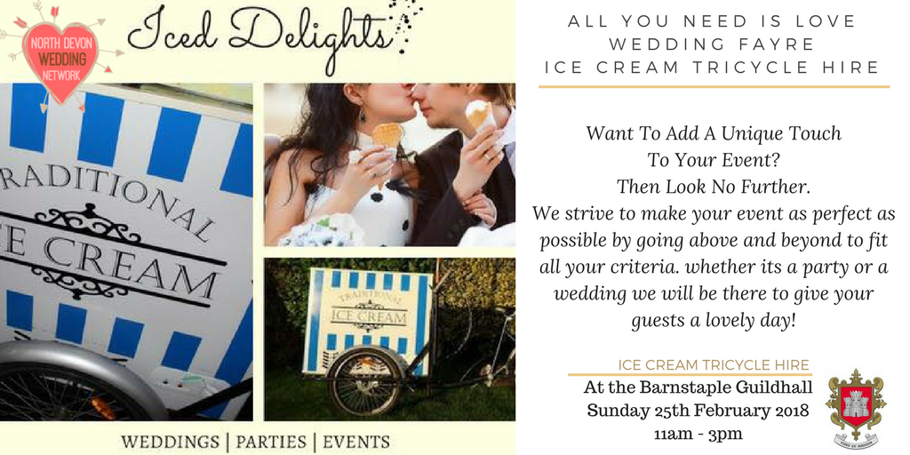 NDWedNetwork's tweet photo. #icecream #wedding with Iced Delights #gettingmarried #engaged @BarumTC Barnstaple Guildhall's "All You Need Is Love" #WEDDINGFAYRE! Sunday 25th February 11am-3pm See amazing local suppliers from @NDWedNetwork More> https://t.co/QVfL4lWnC1 #NDWN https://t.co/QYlvlWTZYE