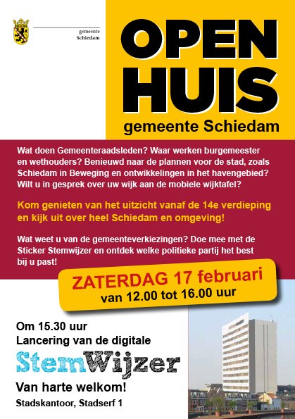 Schiedam_Raad's tweet photo. Zaterdag 17 februari a.s. houdt het gemeentebestuur een Open Huis. U bent van harte welkom! https://t.co/0w8MvuX5bV