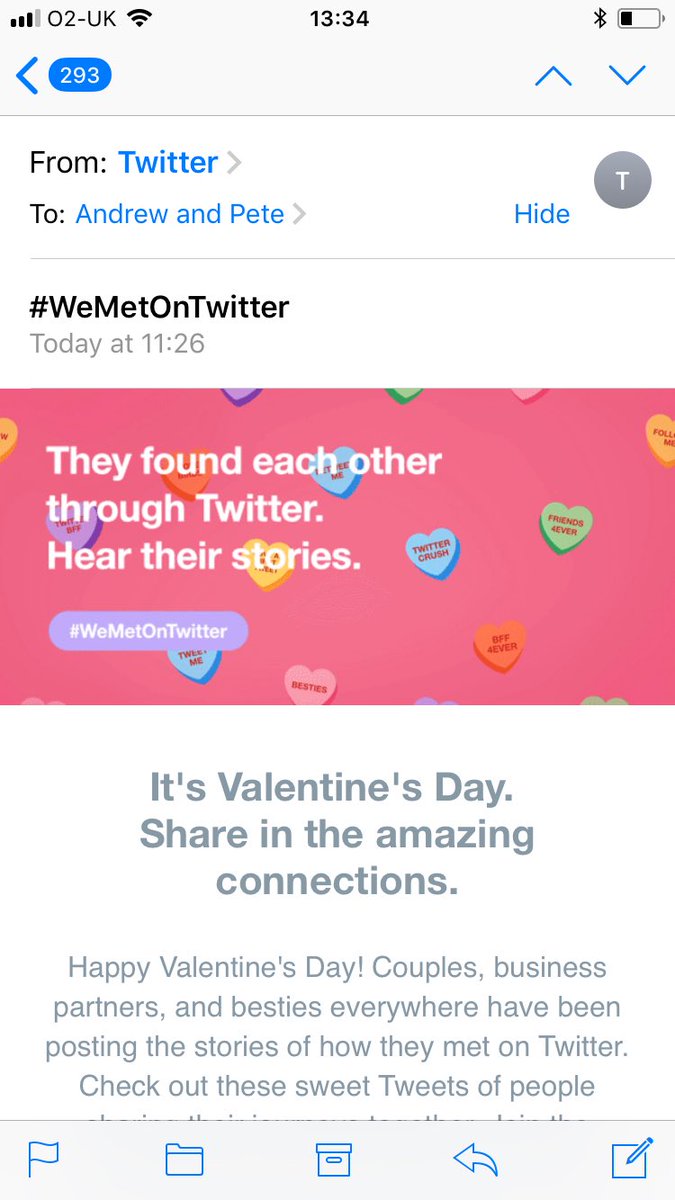 AndrewAndPete's tweet photo. Someone tell Twitter it was Valentine’s Day YESTERDAY. 

Just Incase they were expecting some flowers. 

#emailmarketingfail https://t.co/gn0Pat1TJB