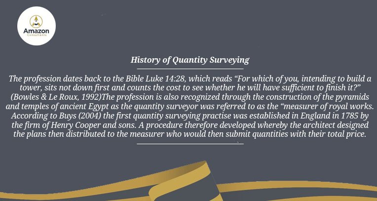 LtdAmazon's tweet photo. History of Quantity Surveying https://t.co/FkE737Wiyp