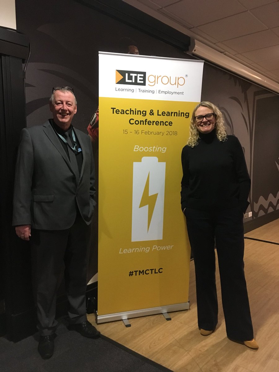 hacking4chorltz's tweet photo. Really enjoying the @LTEgrp Teaching and Learning Conference today #TMCTLC Here with Lisa O’Loughlin the Principal of @TheMcrCollege https://t.co/HiMpSucm85