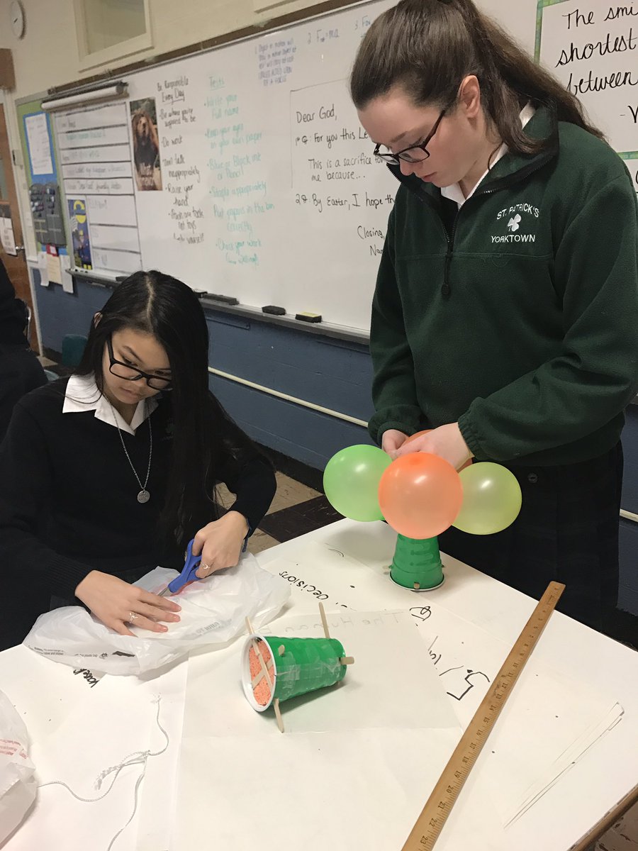 MsProctorMath's tweet image. Our Egg Drop experiment is coming along! Whose egg will survive tomorrow's drop? We'll have to wait and see!! #8Science @StPatsYorktown
