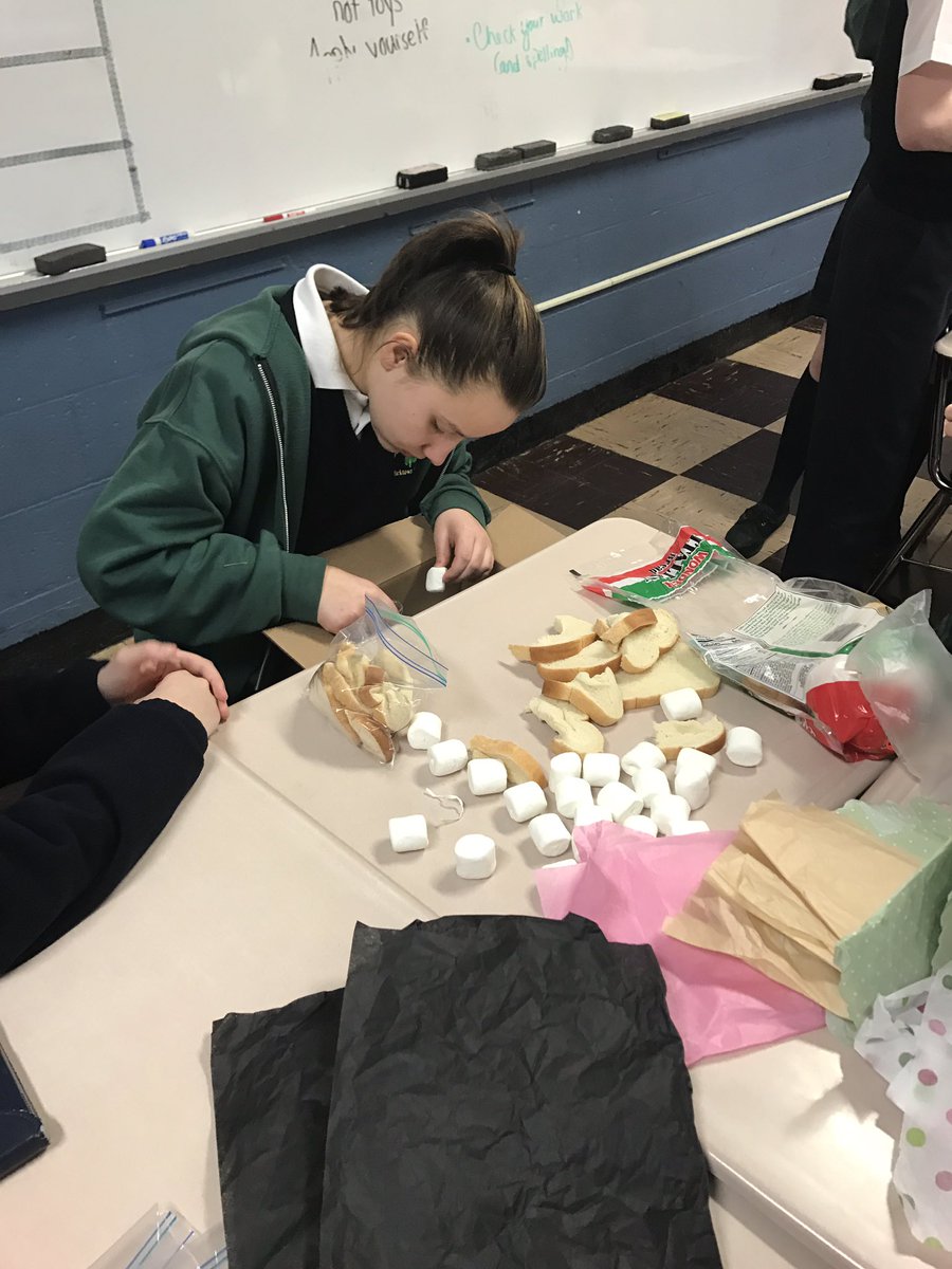 MsProctorMath's tweet image. Our Egg Drop experiment is coming along! Whose egg will survive tomorrow's drop? We'll have to wait and see!! #8Science @StPatsYorktown