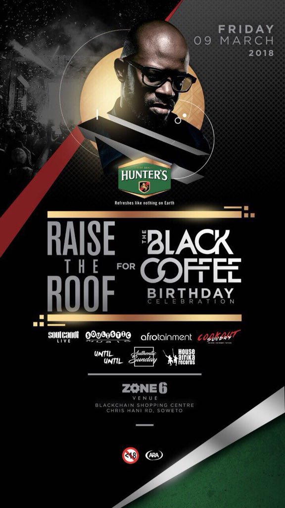 AfroTainmentSA's tweet photo. We PRESENT @RealBlackCoffee BIRTHDAY CELEBRATION !!! FRIDAY 9th MARCH #SaveTheDate !!! @Zone6Venue Soweto, JHB πππ cc @SoulisticMusic
@Ambitiouz_Ent & @AfroTainmentSA Present #GoldenEasterTour #SaveTheseDates πππ cc @DJTira @AuGoldVodka @tipcee3 @EmteeSA @BontleModiselle https://t.co/FPCCwVCRBf