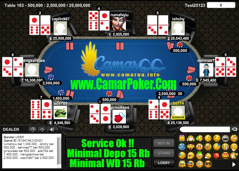 CamarQQ99's tweet photo. Yuk Gabung dan Bermain Sekarang Juga ! Raih Jutaan Rupiah Bersama @CamarQQ99 #agenpoker #bandarQ #Domino #capsasusun #sakong #poker https://t.co/Ybjk0SvweR