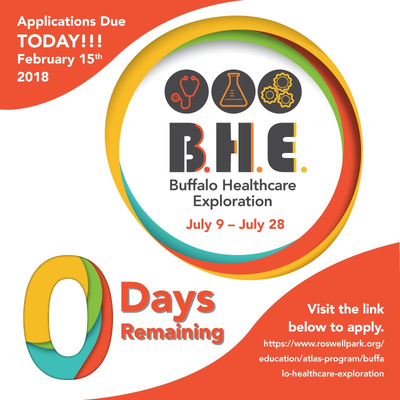 The ATLAS Program (@theatlasprogram) on Twitter photo Have you applied, yet? Today is the last day to submit your applications to the Buffalo Healthcare Exploration program this summer! For more info and to apply, please click below! roswellpark.org/education/atla… … …
<a href="/RoswellPark/">Roswell Park</a> <a href="/ThetaTauUB/">MGThetaTau</a> <a href="/LHSHCA/">LHS Healthcare Academy</a> <a href="/JacobsInstitute/">Jacobs Institute | Nonprofit Med-Tech</a> <a href="/RoswellUrology/">Roswell Park Genitourinary Oncology</a> Have you applied, yet? Today is the last day to submit your applications to the Buffalo Healthcare Exploration program this summer! For more info and to apply, please click below! roswellpark.org/education/atla… … …
<a href="/RoswellPark/">Roswell Park</a> <a href="/ThetaTauUB/">MGThetaTau</a> <a href="/LHSHCA/">LHS Healthcare Academy</a> <a href="/JacobsInstitute/">Jacobs Institute | Nonprofit Med-Tech</a> <a href="/RoswellUrology/">Roswell Park Genitourinary Oncology</a>