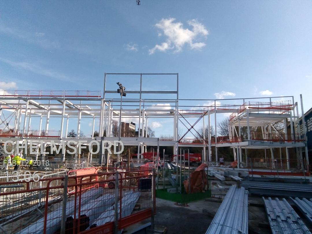 _MSSLTD's tweet photo. Erection well underway for phase 1 of Riverside Leisure Centre at Chelmsford for @BKStructures on behalf of @kier https://t.co/DAZruuPN6q