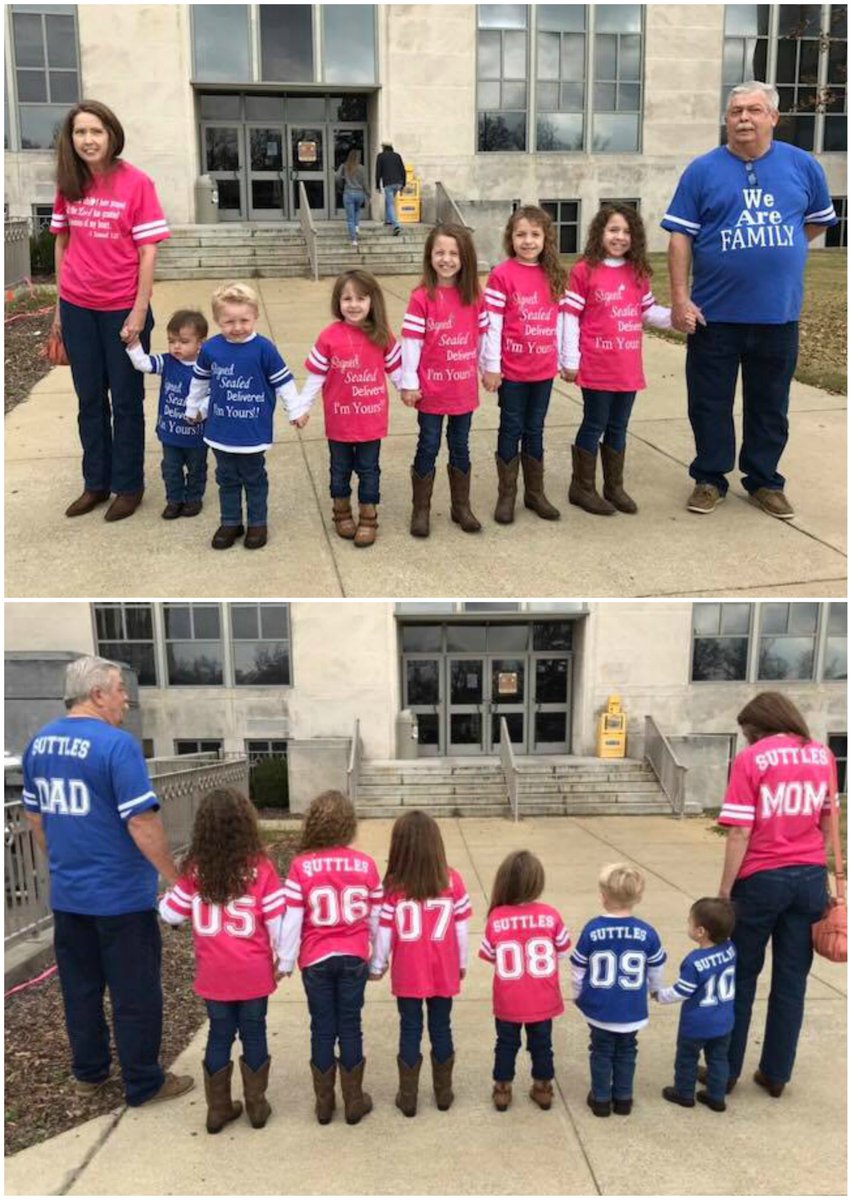DTFA's tweet photo. The Suttles family decided to adopt an older child from foster care. Instead, this past December they adopted six, including a sibling group of five! Congratulations, Suttles family! Thank you for your dedication to keeping siblings together. #FindingForeverFamilies https://t.co/Zck3DkfOvm