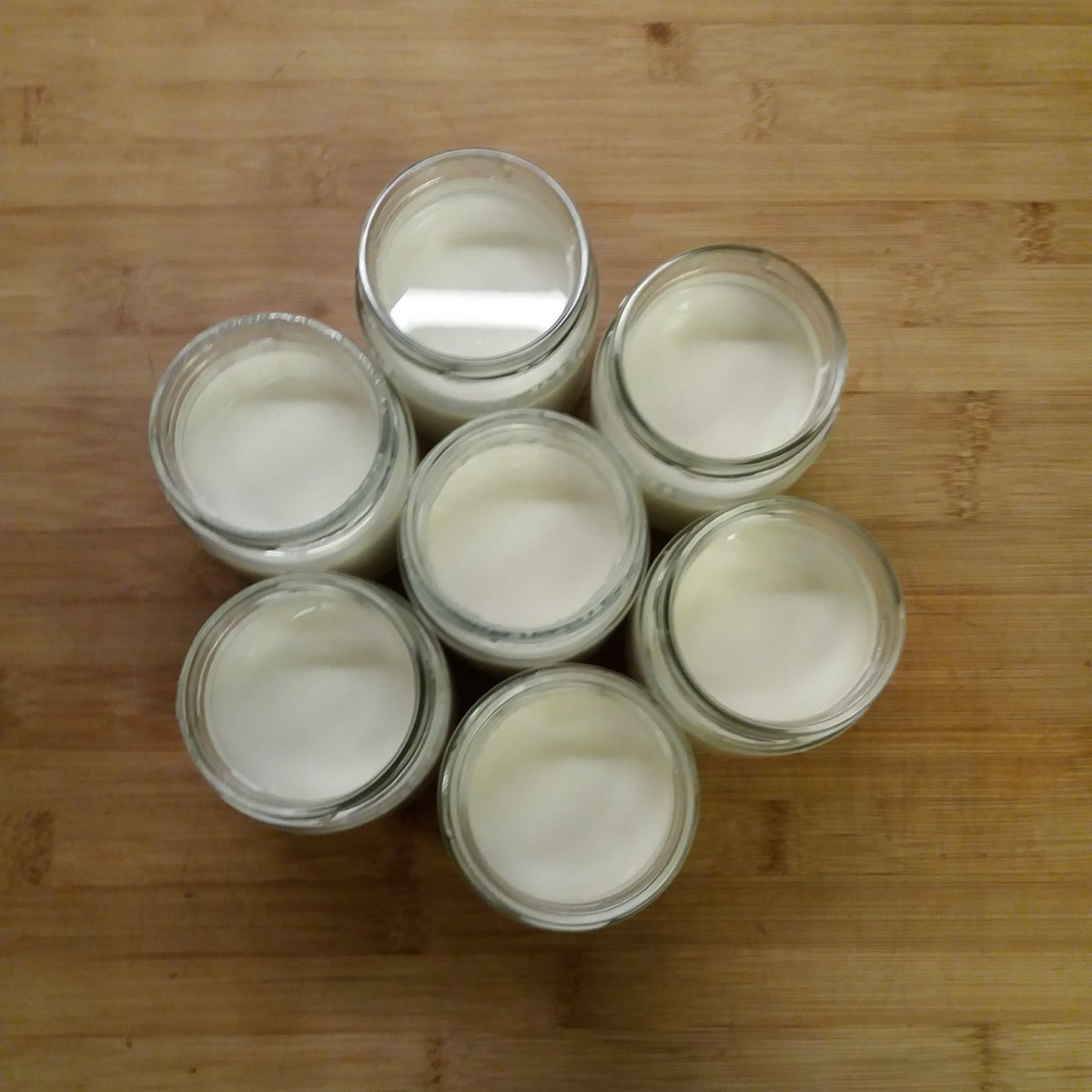 PatinsCouffins's tweet photo. 3/ Répartissez ce mélange dans vos pots. J'ai 7 pots, ce qui me donne des yaourts d'environ 140ml. C'est assez gros mais je trouve ça top pour le goûter. Vous pouvez toujours diviser la recette par deux si vous voulez des plus petites portions. https://t.co/TSA0fLoaNa