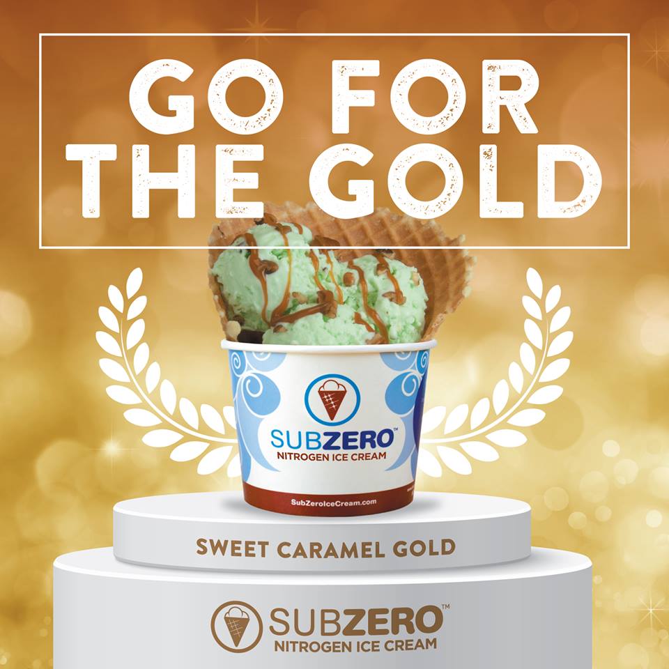 SubZeroBeaumont's tweet photo. Our favorite GOLD is our #SubZeroBeaumont caramel topping, but we're cheering for Nathan Chen tonight! #Olympics #TeamUSA #Gold #NitrogenIceCream https://t.co/wyg8PwcwsC