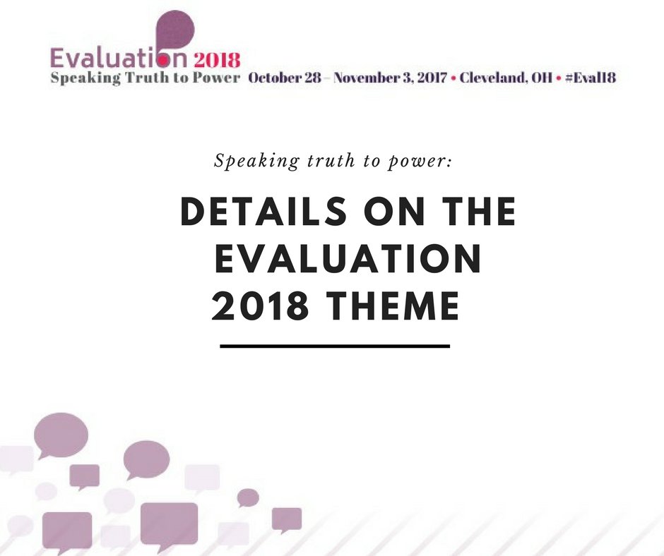 aeaweb's tweet photo. Join AEA President @lkg4  to learn more about the #Eval18 theme: Speaking Truth to Power! https://t.co/PrXnTaXssA https://t.co/qFdlvKLGJS
