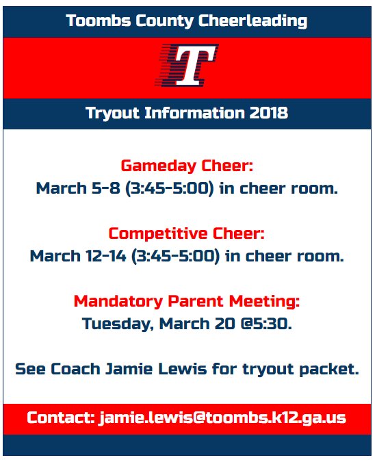 Any girls interested in Cheerleading next year, please see Coach Lewis ASAP!
