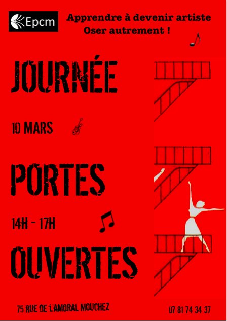 - RAPPEL - Et on oublie pas la Journée Portes Ouvertes de l'EPCM qui a lieu le Samedi 10 Mars 2018, 14h - 17h !
Il est désormais possible de s'inscrire en quelques clics sur notre site internet : ecolecomediemusicale.fr/portes-ouverte…
On vous attend nombreux !