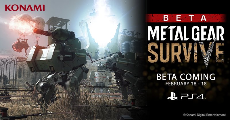 PlayStationUK's tweet photo. Craft, fight, survive. Grab a friend and prepare yourselves, the 2nd #MetalGearSurvive Beta begins tomorrow. https://t.co/d6DPmVwTz4