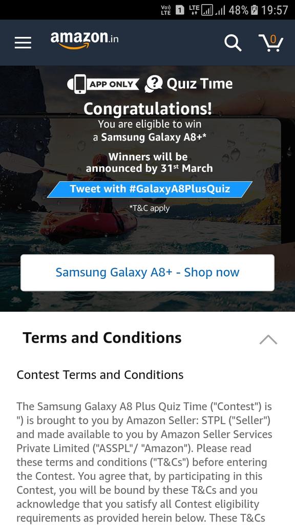baranwal_Reshma's tweet image. done #GalaxyA8PlusQuiz @amazonIN