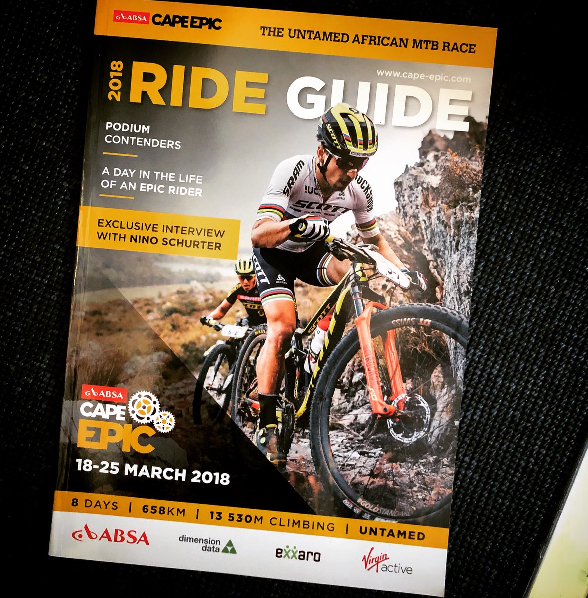 joggieprinsloo's tweet image. Check out the new cover for 2018 @capeepic #RideGuide! @nschurter @matthiasstirnemann #Scott2Luvit #noshortcuts @rockshox @syncrosbike @odlo @cornercard @bikeonscott @srammtb @dtswiss @maxxistires