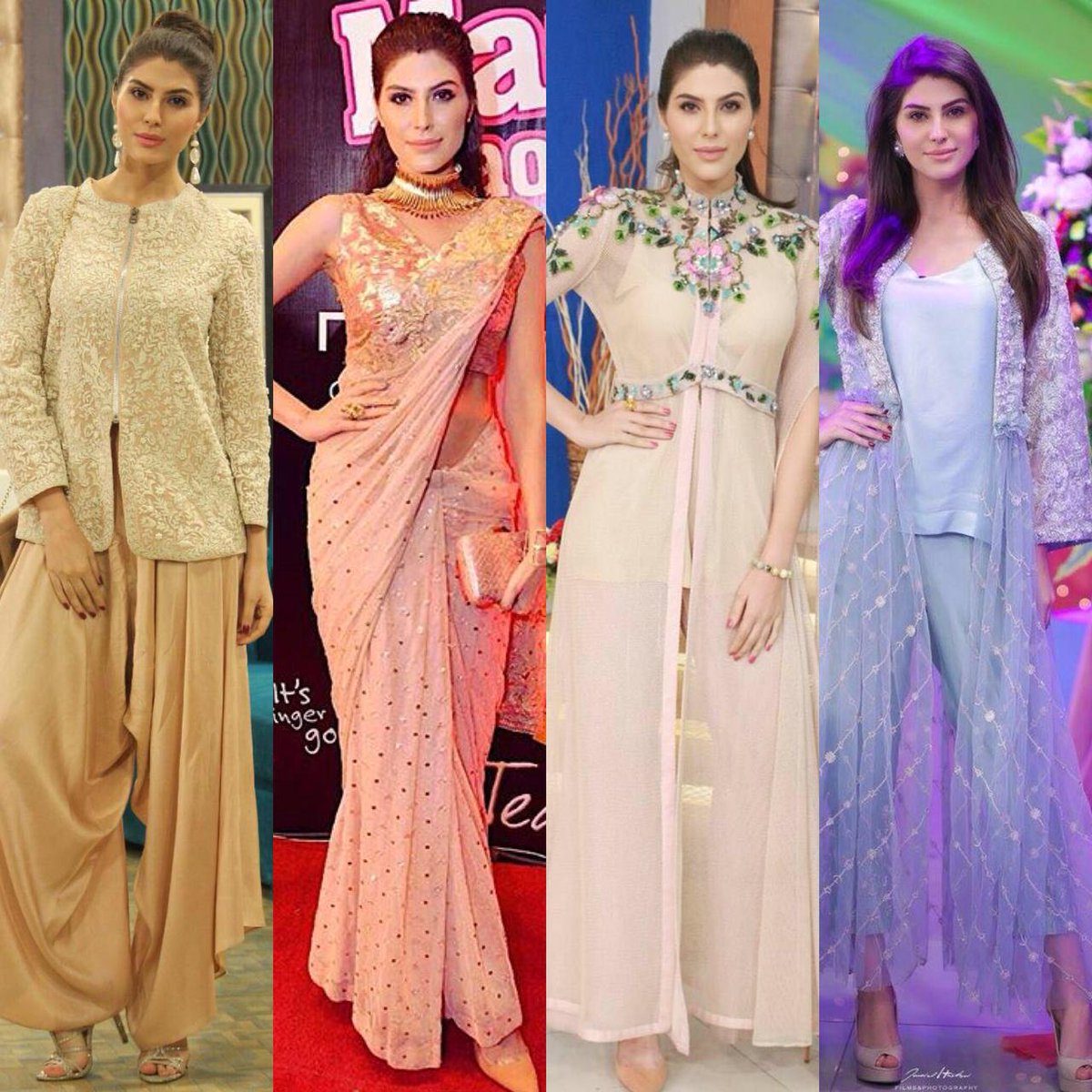 Four different #looks of the #beautiful Elnaaz Norouzi rocking during the #promotions and the #redcarpet of her #movie #maanjaonaa
#Bsheikh #mua #style #stylish #makeup #cosmetics #fashion 
#MJN #TheCrewFilms #CrewMotionPictures #ElnaazNorouzi #Fourlooks #StyleGoals @_iamnaaz_